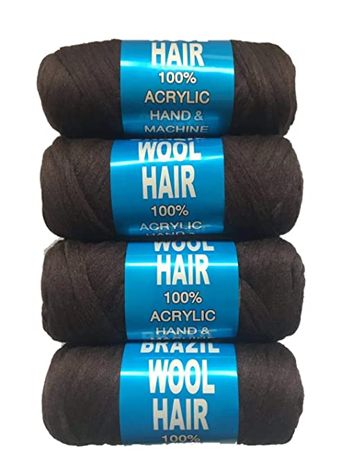 LY 4pcs Brazilian Wool Hair Yarn for Braiding& Senegalese Twisting