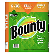 Bounty Full Sheet Triple Roll Paper Towels, White, 12 ct
